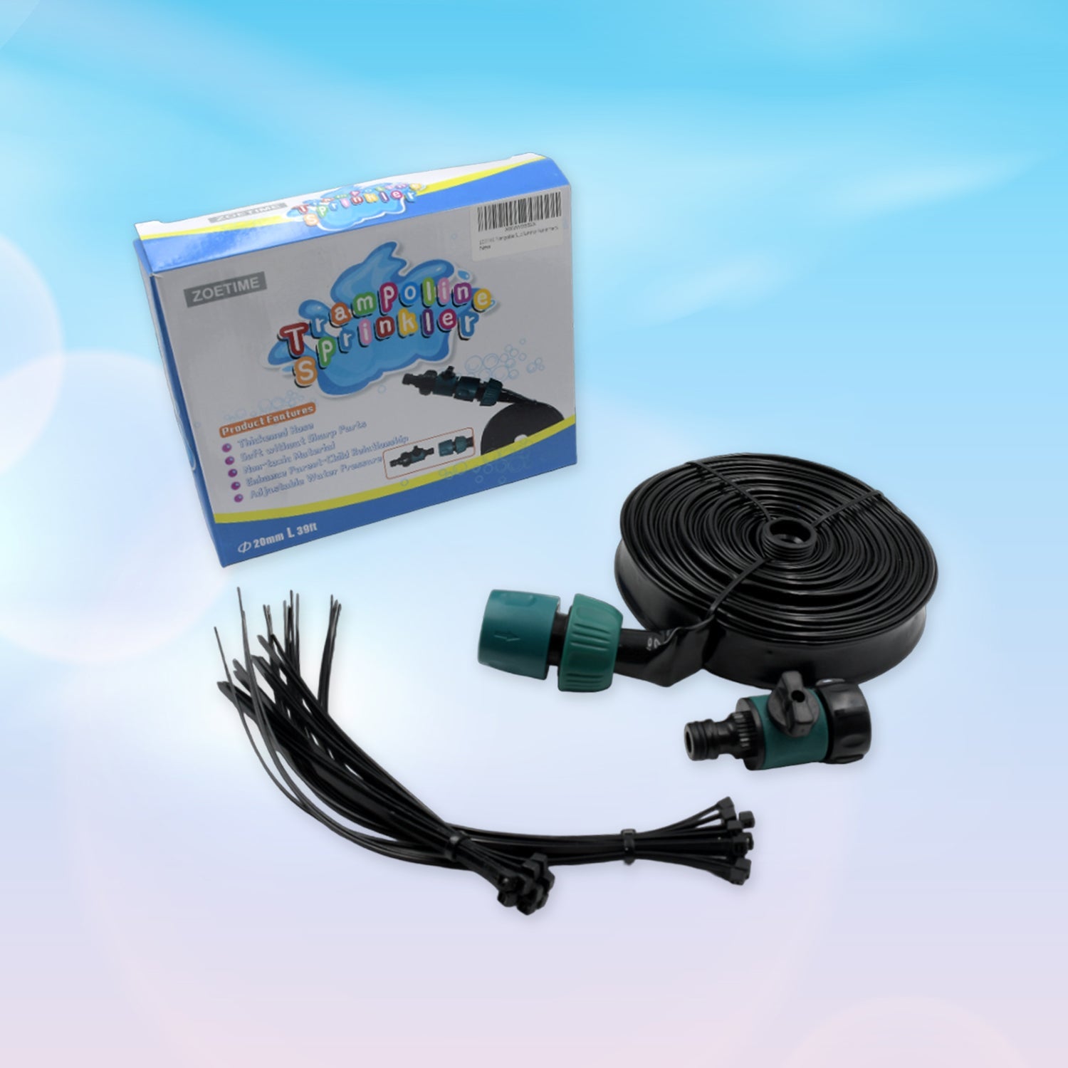 9355 Trampoline Sprinkler for Kids - Outdoor Trampoline Water Sprinkler for Kids and Adults, Trampoline Accessories Sprinkler 39ft Long for Water Play, Games, and Summer Fun in Yards (39ft) 9355 Trampoline Sprinkler for Kids - Outdoor Trampoline Water Sprinkler for Kids and Adults, Trampoline Accessories Sprinkler 39ft Long for Water Play, Games, and Summer Fun in Yards (39ft)